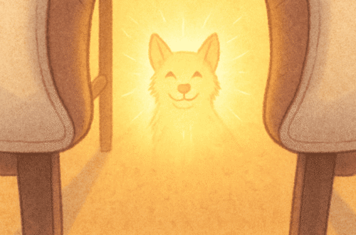 massage table view of the floor and a small dog smiling