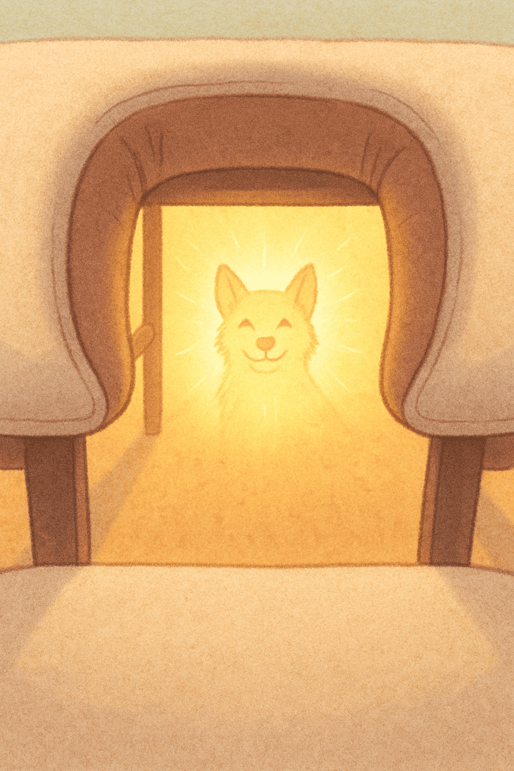 massage table view of the floor and a small dog smiling